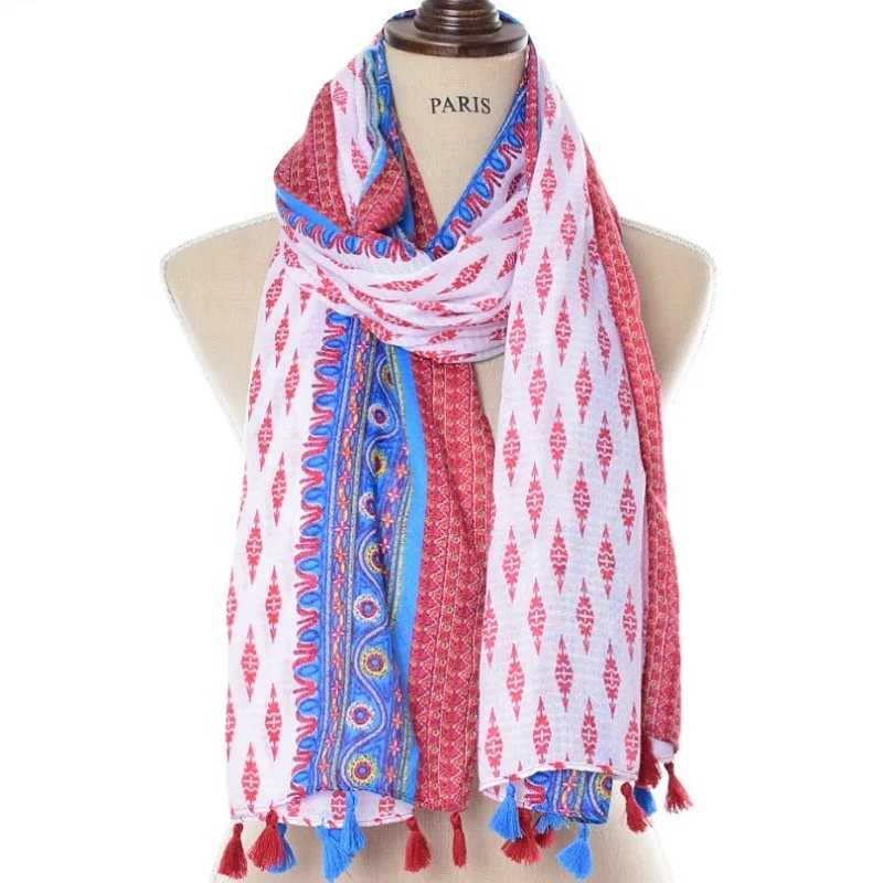 High quality 6 colors spring summer scarf tribal shawl fashion printed aztec scarf women