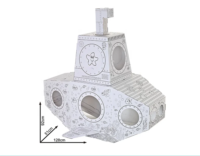creative graffiti submarine model intelligent toy painting 3d graffiti coloring cardboard diy doolle toy for kids