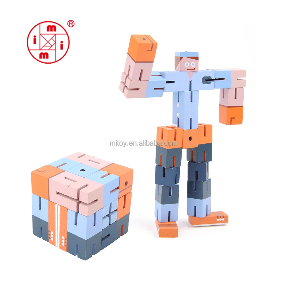 ICTI maker solid wood robot 3d puzzle