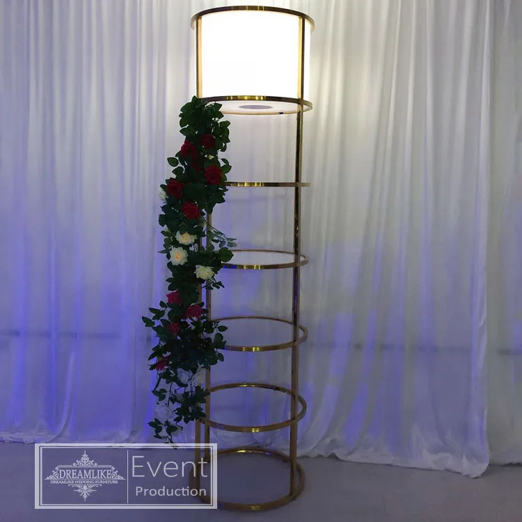 Stainless steel frame 5 layers round clear glass top bar back cabinet with LED Light Display Decorative wine shelf