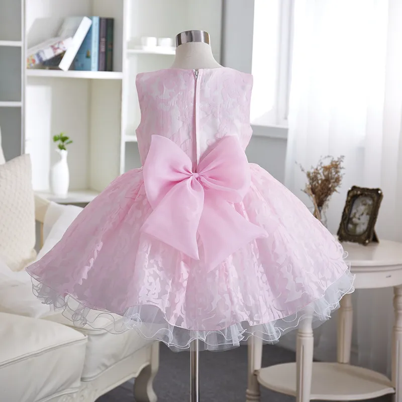 Ivy10422A New collection princess baby clothes girl wedding dress white party gown flower girls bow tutu dress