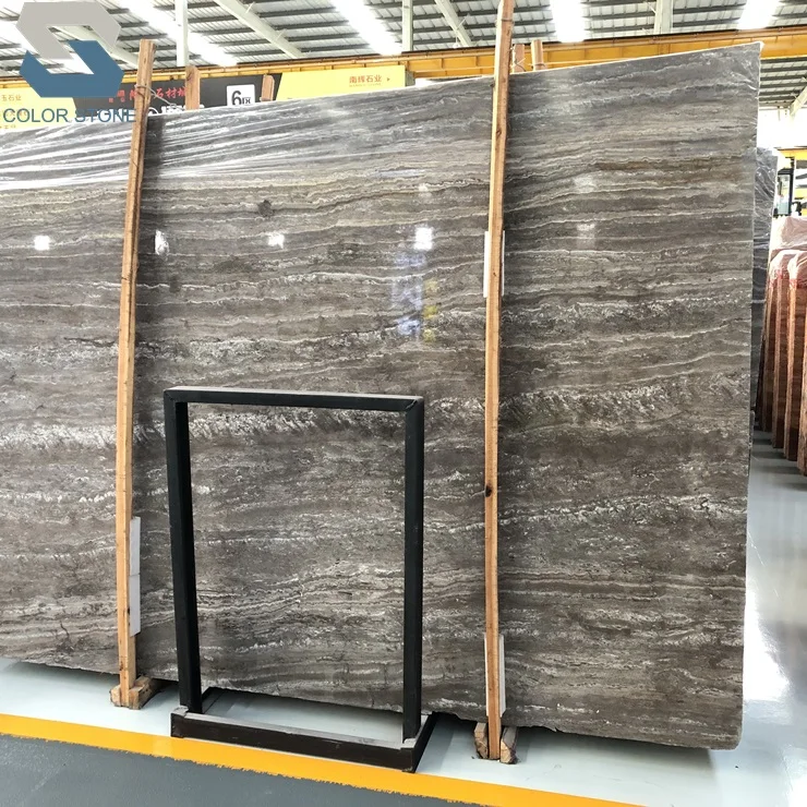 Natural polished iran persian silver grey travertine marble stone slabs for table tops price