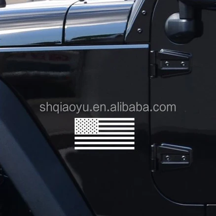 2 Packs Black American Flag Vinyl Die Cut Decal For Car Decoration