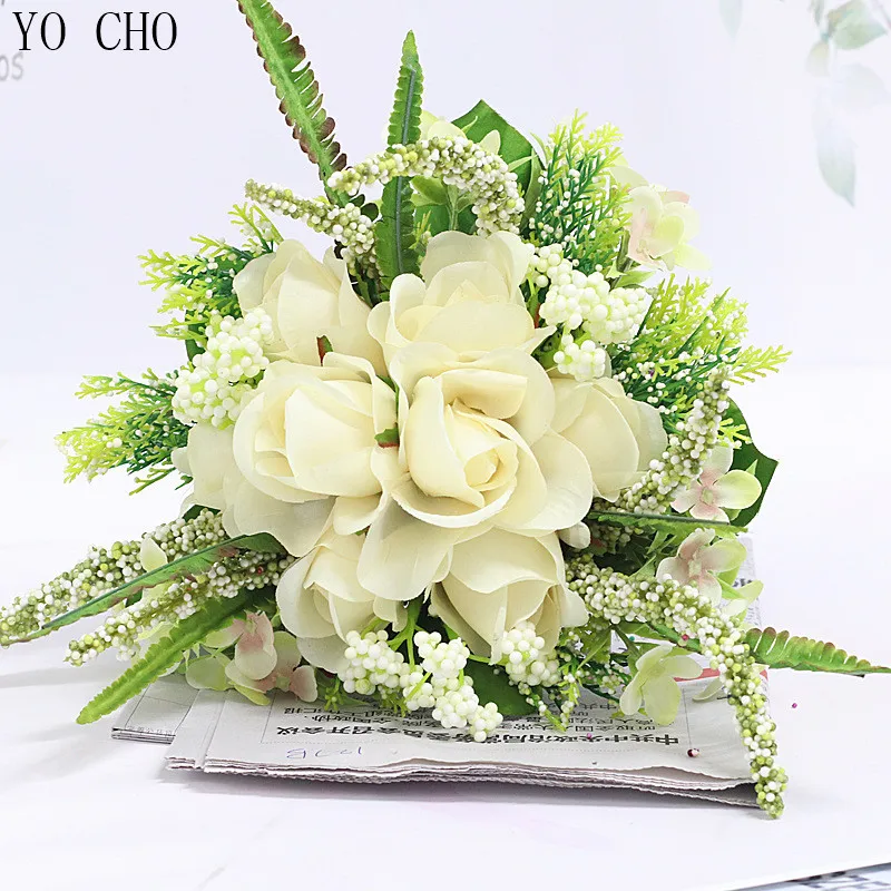 YO CHO Wholesale luxury home christmas table decoration centerpieces fake artificial decorative silk roses real touch flower