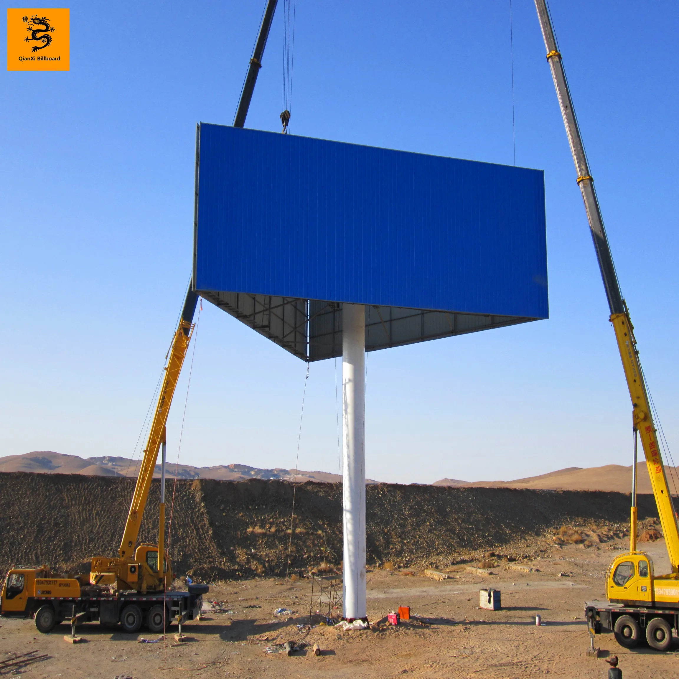 
three sides steel structure highway advertisement signage 