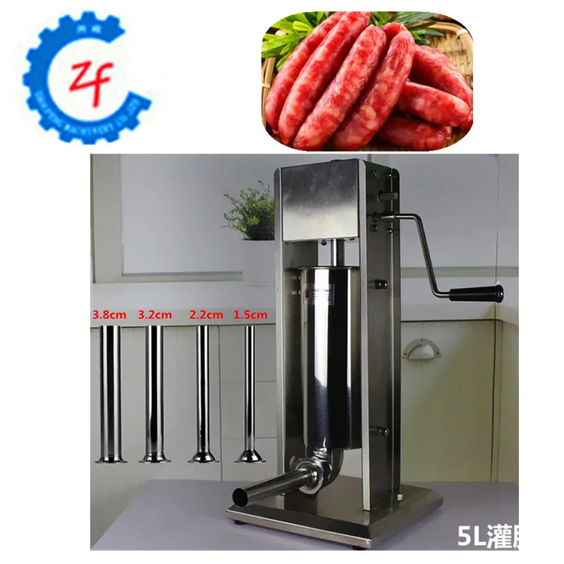 5 Liter Stainless Steel Manual Banger Sausage Stuffer Filling Making Machine