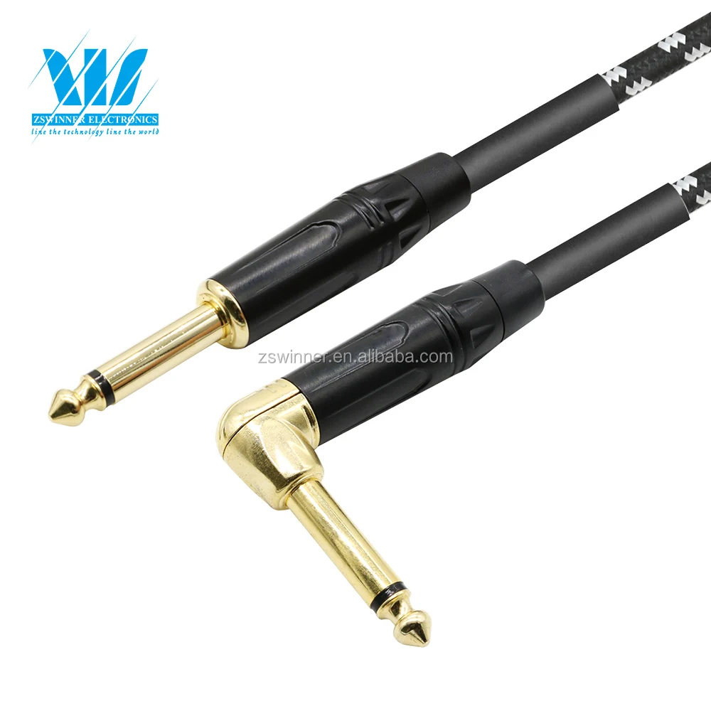 China factory supply90 degree right angle acoustic guitar speaker cable for Power amplifier/electric guitar