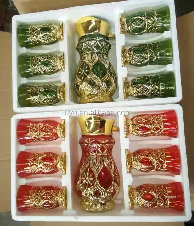 Горячая Распродажа, набор стеклянных изделий золотого цвета 7 шт.