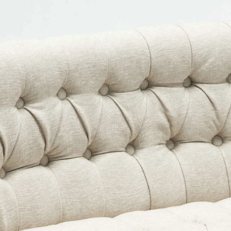 
Wooden Chair White Fabric Design Lounge Solid Wood Hotel Style Tub Frame 2 Seater leisure Tufted Sofa 