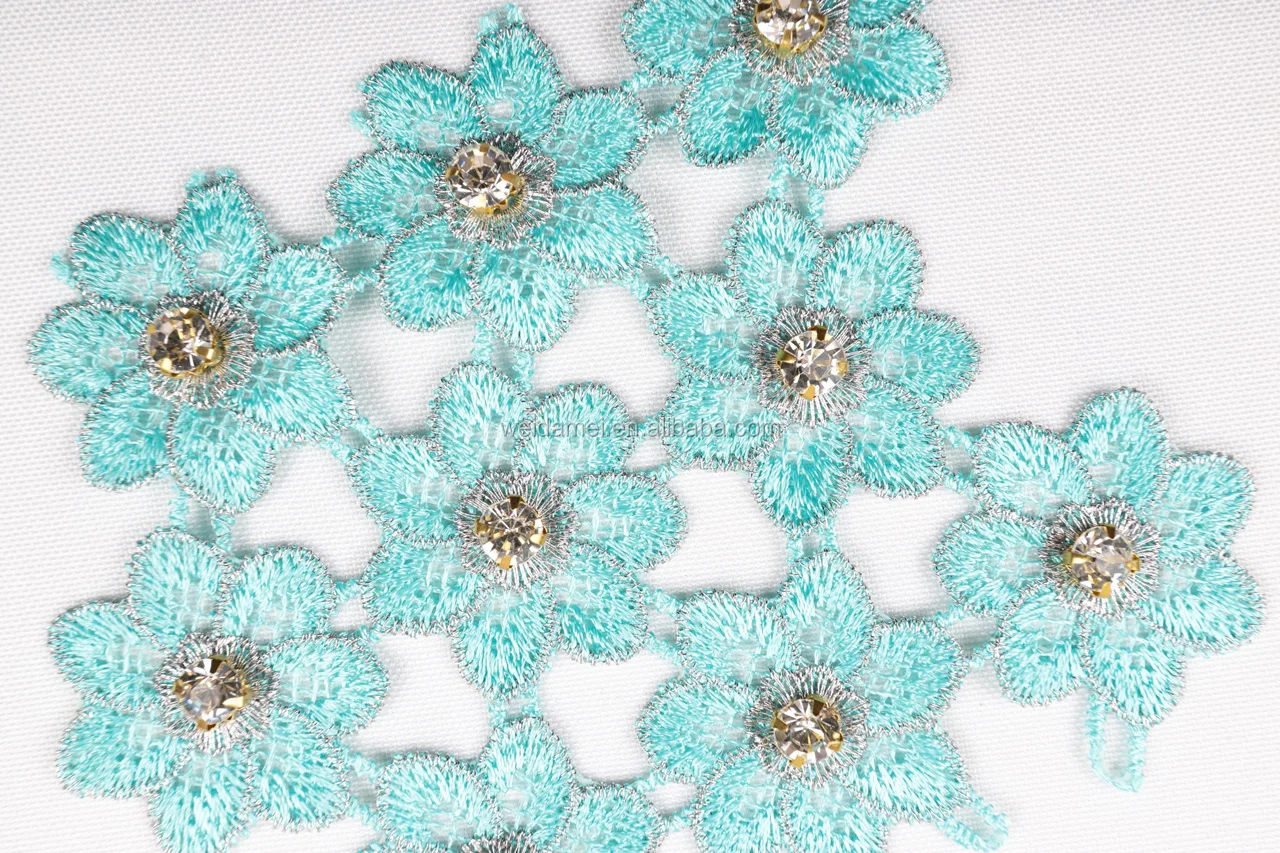 2019 Elegant Hot Sale Handmade Lace Trim with Beads and Stones Trim Lace Fabric by Yard