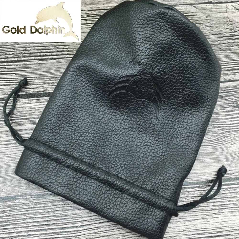 Custom Luxury Manufacturer Black PU Leather Jewelry Drawstring Bag with round bottom