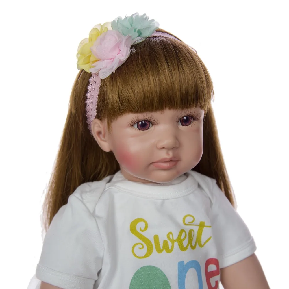 Hot Sale 24inch 60 cm Cute Cloth Body Girl Princess Doll Toy Soft Silicone Newborn Baby Doll for Child Xmas Gifts
