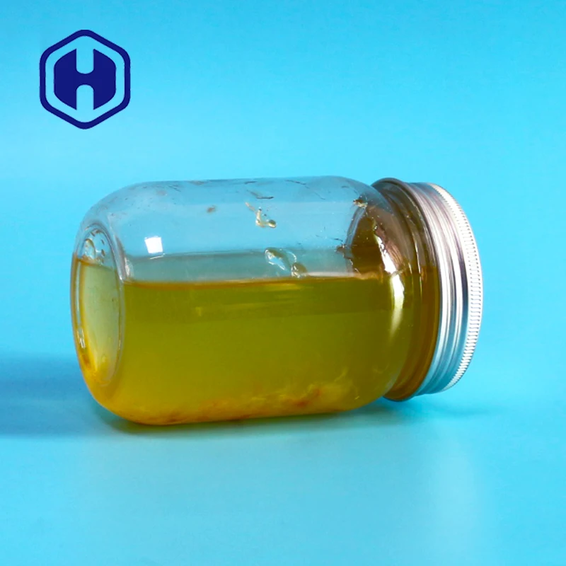 Round Chinese manufacturer food packing sealing empty PET cheap wholesale plastic bottle pickle jam jars with metal plastic lid