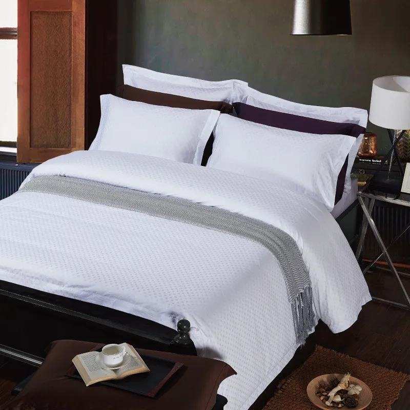 plain white cotton hotel bed linen 4pcs hotel resort bedding set