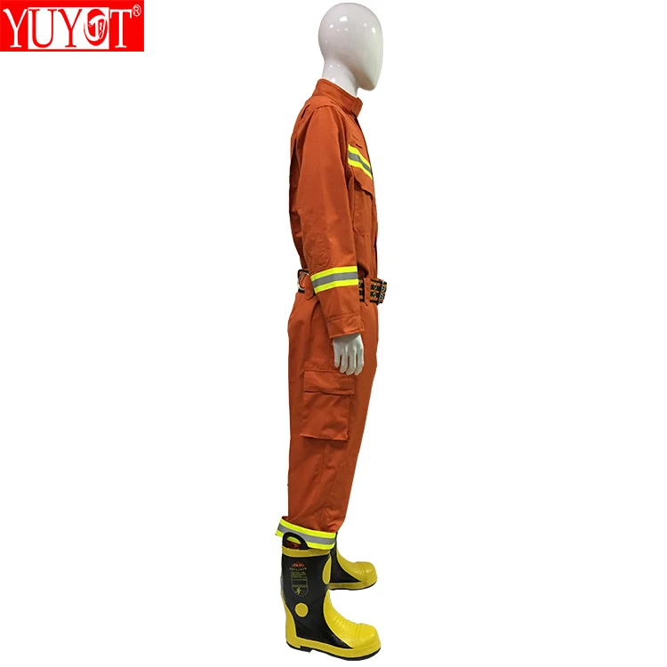 Wholesale orange hi-viz fireproof fire suit red nomex firefighter suit fire proof safety coverall