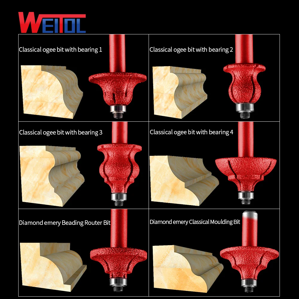 WeiTol Multi Arc Stone Cutter Stone Pattern Bit Emery Multi Router Bit Granite Milling Cutter