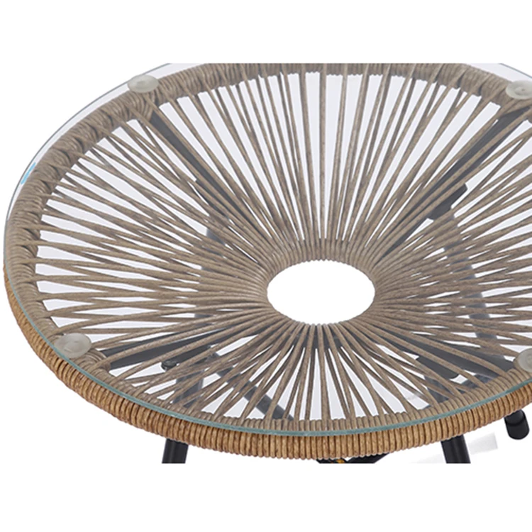 Modern Outdoor Leisure Glass Table Chair Garden Furniture Rattan Sofa Chair Set