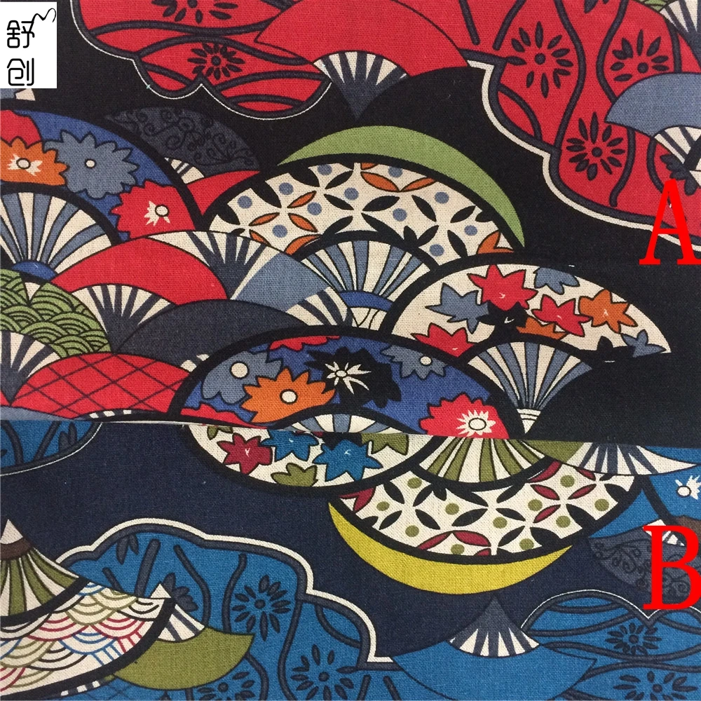 
Fan pattern japanese printed cotton fabric 