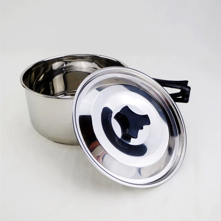 
3pcs/set stainless steel outdoors camping cookware picnic travel cooking pot set 