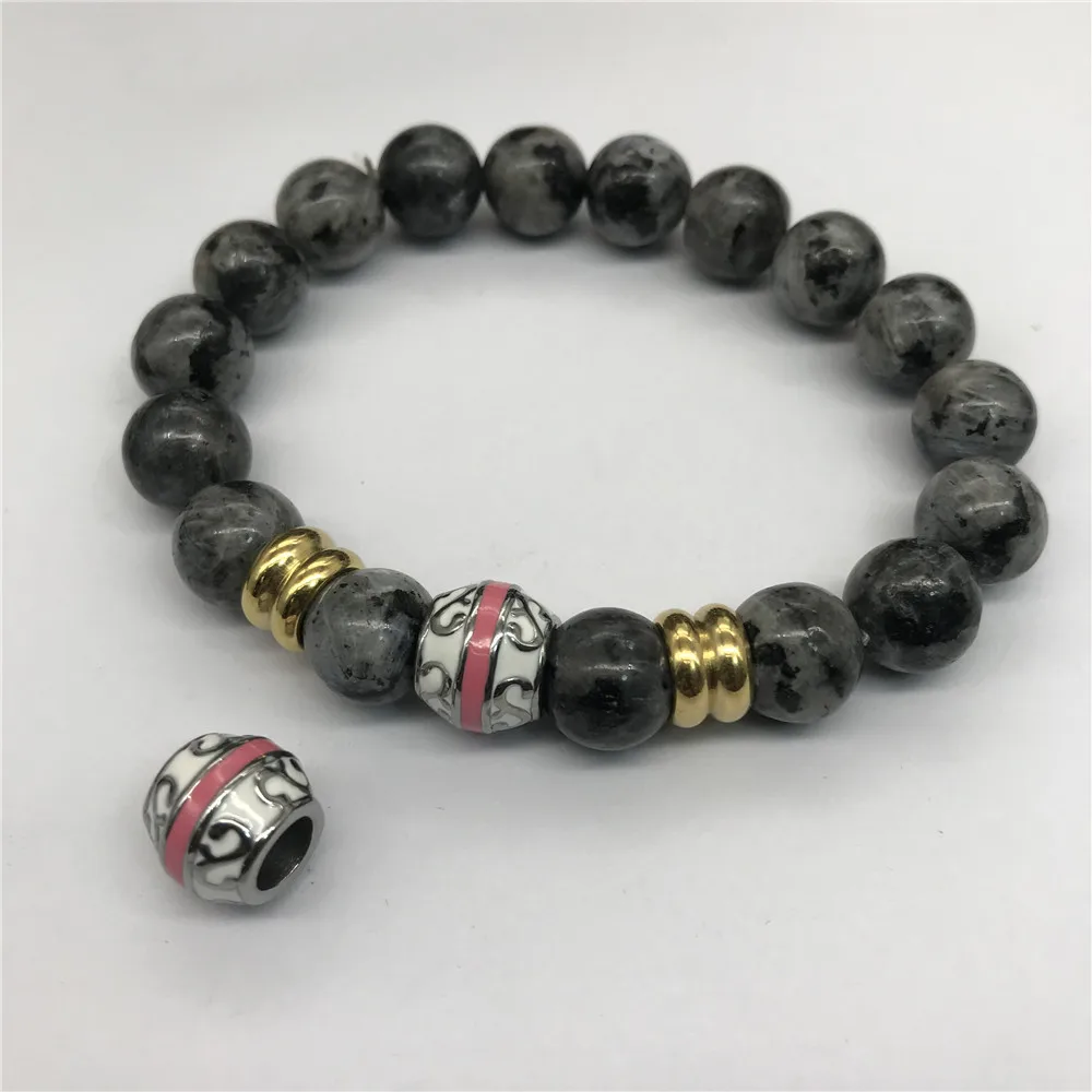 DIY Drum Shape Large Hole Metal Beads, Lead free Nickle Free Necklace and Bracelet stainless steel enamel Beads Accessories