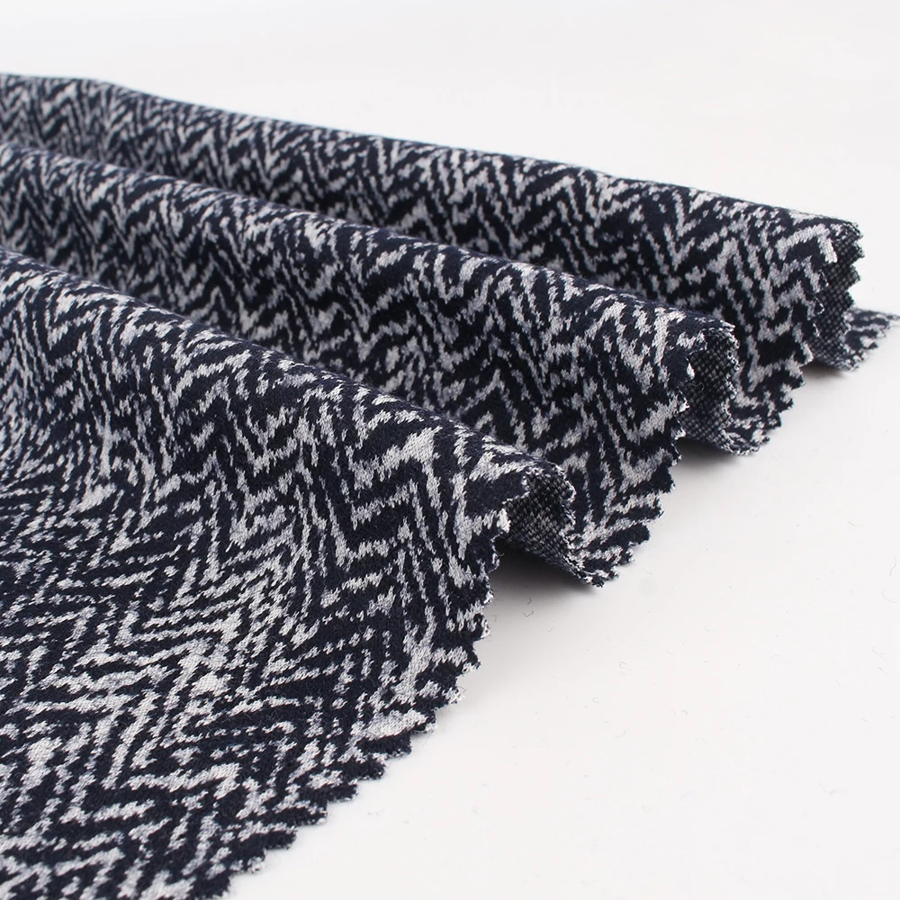 
Wool cotton polyester knitted herringbone fabric for suit 