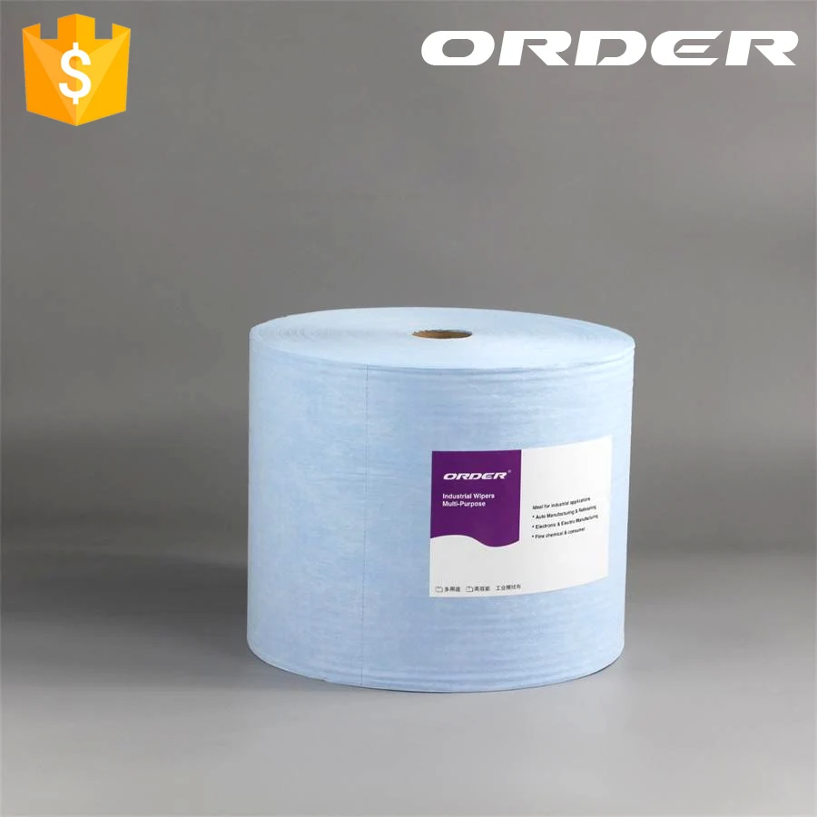 Roll of blue microfiber cleaning cloth cellulose Polypropylene is perforated jumbo roll industrial wipes