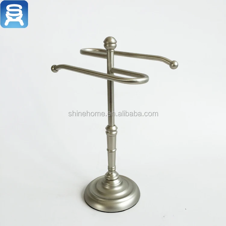 Hot sell bathroom accessory hardware metal hotel table standing towel rack towel holder black nickel plated antique style