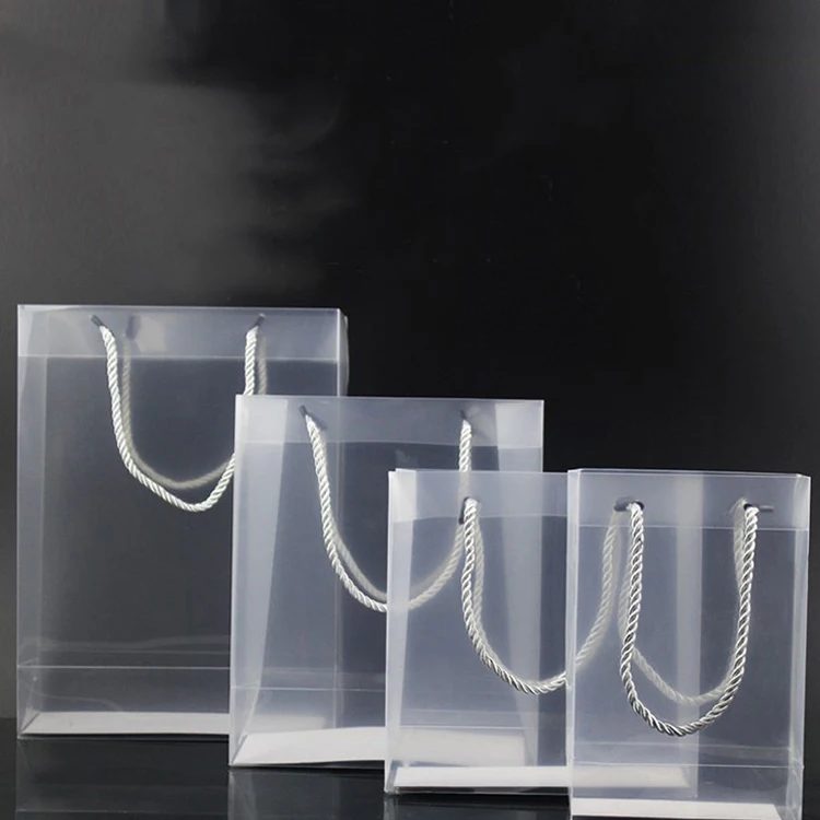 
Custom logo printed wholesale gift transparent pp plastic handle bag for shopping 