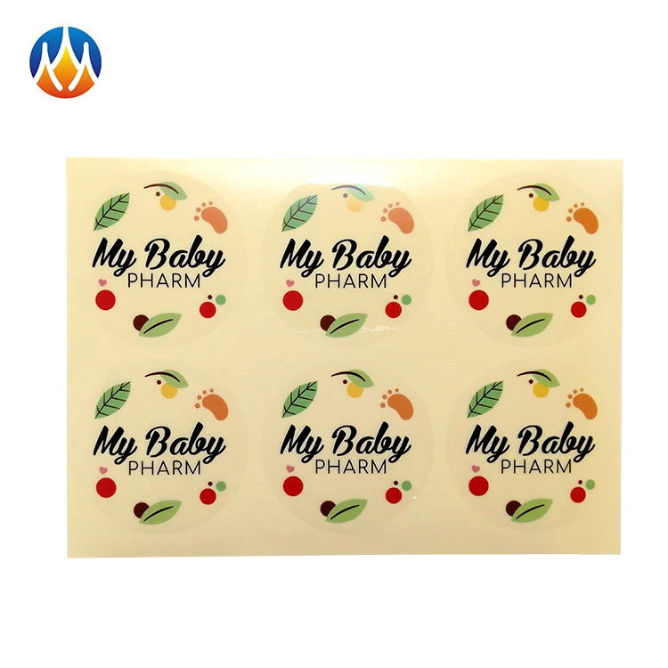 Adhesive labels printing round custom waterproof sticker logo design vinyl transparent stickers