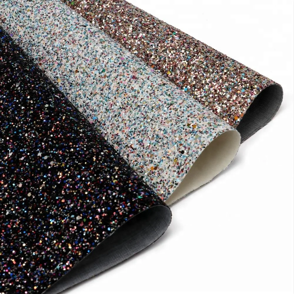 
2018 new design mixed colors chunky glitter fabric for making lady shoe and hairbows 
