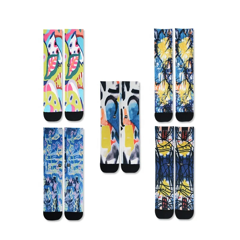 MEIKAN Custom Pattern Breathable Women Socks  Unisex 360 Sublimation Printed Socks for Fashion Lady