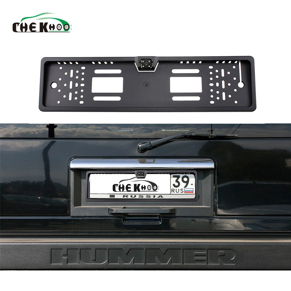 EU European License Plate Frame Car Rear View Camera Waterproof Night Vision Reverse Backup Camera 4 LED light