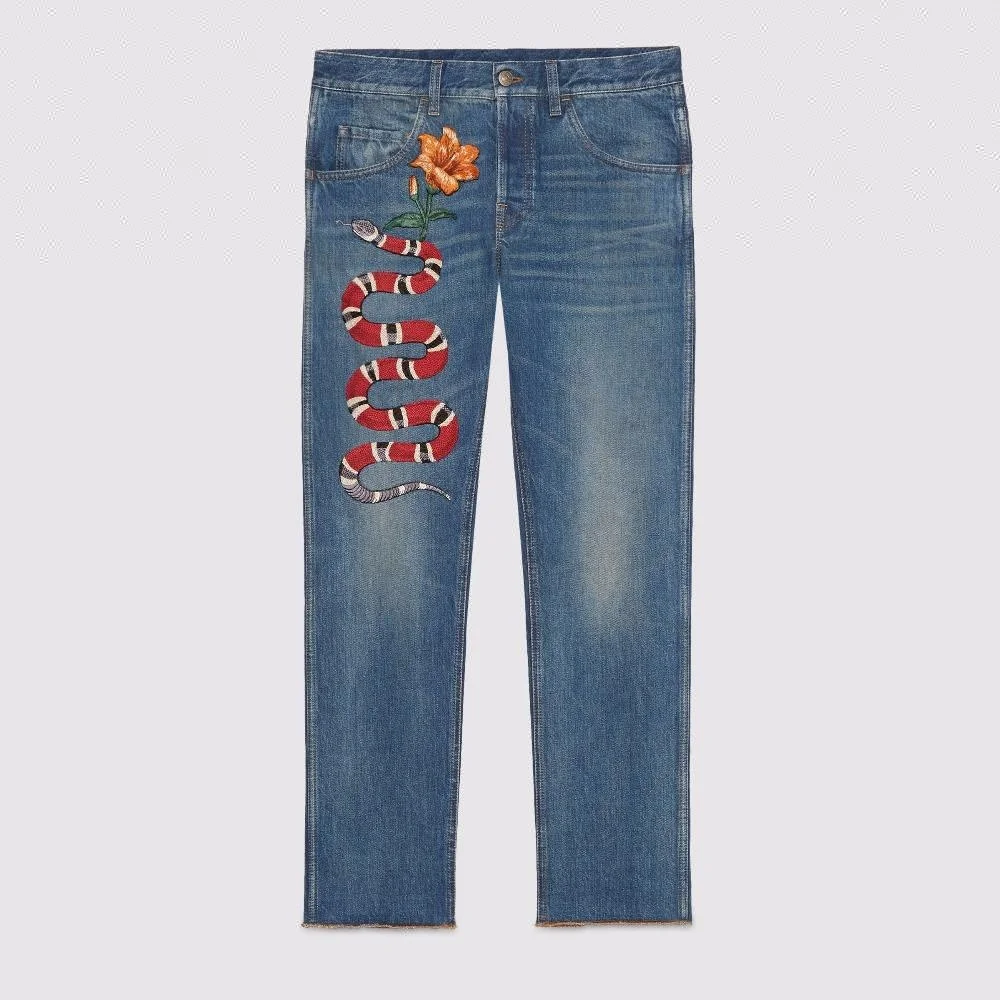 New design Embroidered denim jeans Embroidered Badges