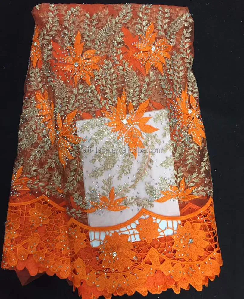 Wholesale beads lace fabric embroidery with stones flower french tulle laceJ827-2