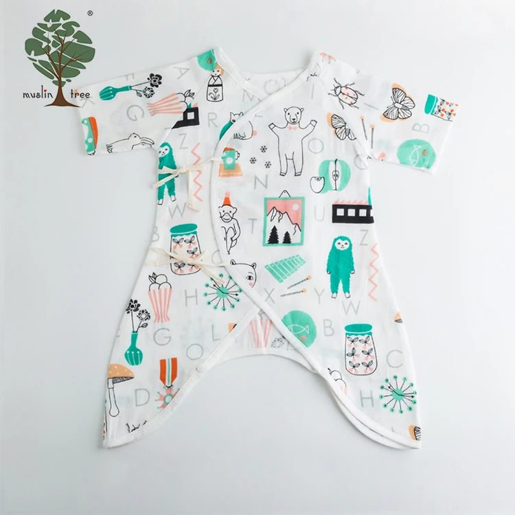 Муслиновое Дерево 100% хлопок ребенок Обычный белый Детская одежда Девочка Мальчик ползунки