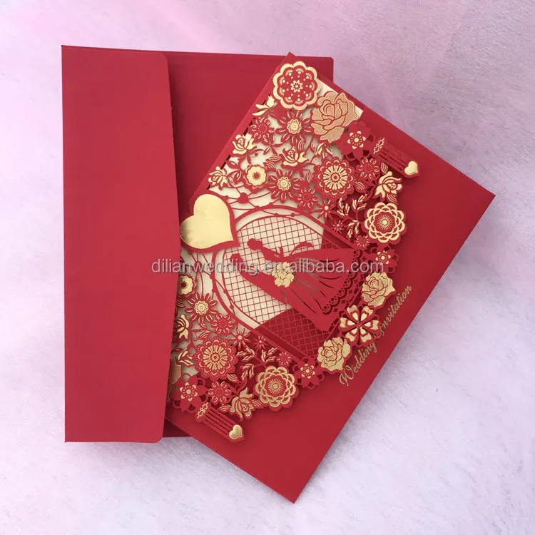 Красная карманная пригласительная открытка Pure Love