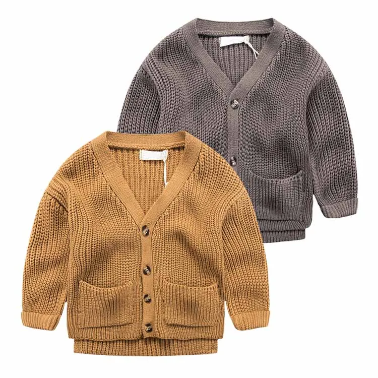 
Factory OEM caribou color v neck cotton babies knitting sweater designs 