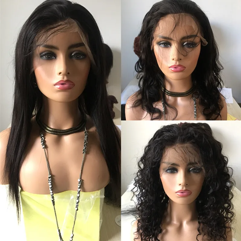 2018 Mongolian Remy Human Hair Wig  Lace frontal wig 8-18'