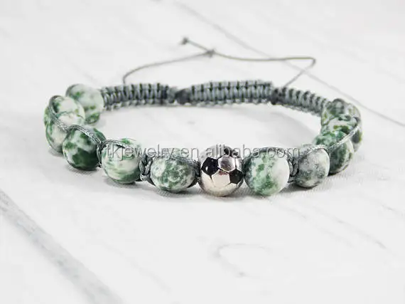 Handmade Agate Beads Bracelet With Football Charm Bracelet for Boys Gifts
