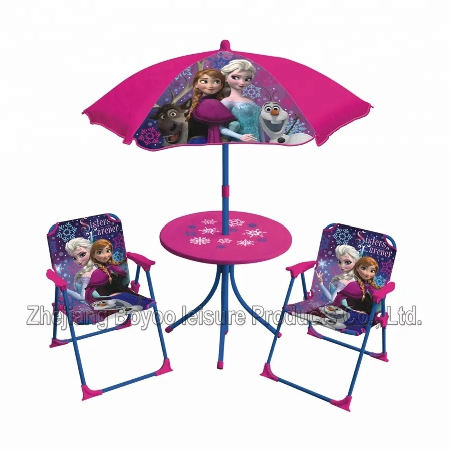 Popular Kids Outdoor Use plain colour portable folding table and chair garden patio set for kids