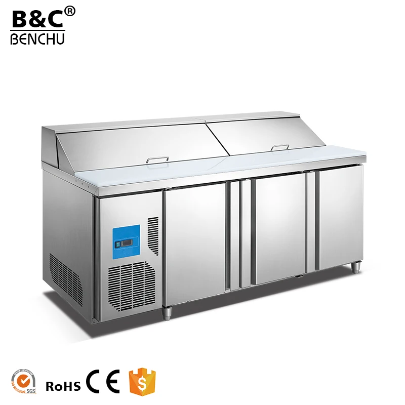 High Quality Commercial Stainless Steel Under Counter Worktop Refrigerated Salad Bar