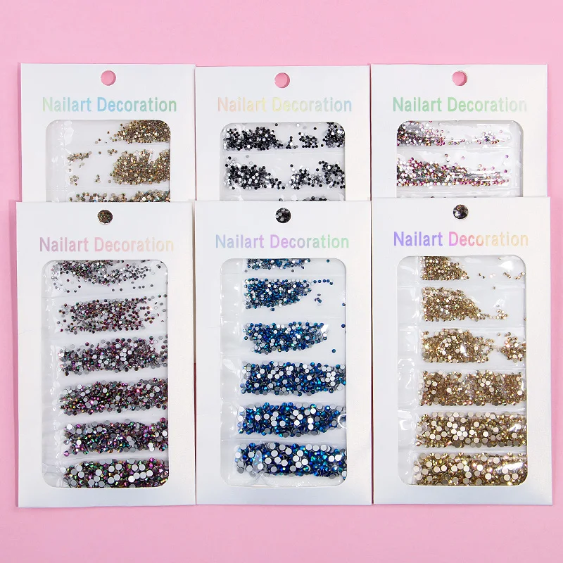
Queen Fingers 6 sizes SS3/4/6/8/10/12 mixed 1440pcs/bag Hotfix Nail Art Crystal Jewelry Shining Rhinestones 