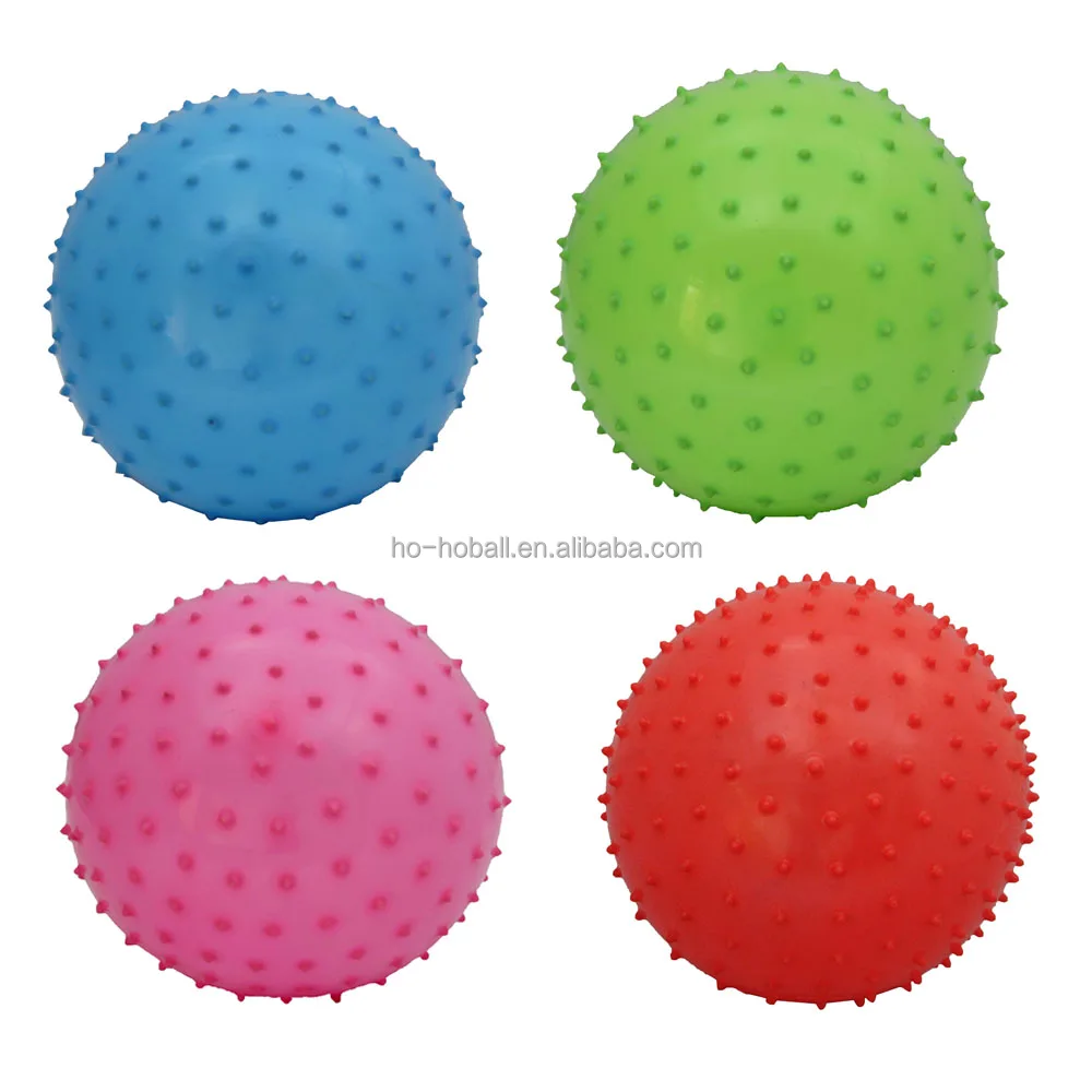 Inflatable 6 inch pink knobby spike ball for kids play