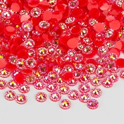 4 5 6mm Pink AB Flower Rhinestone Round Nail Face Crystal Stone Non Hotfix Strass Flatback Resin Gems for Clothes Jewelry
