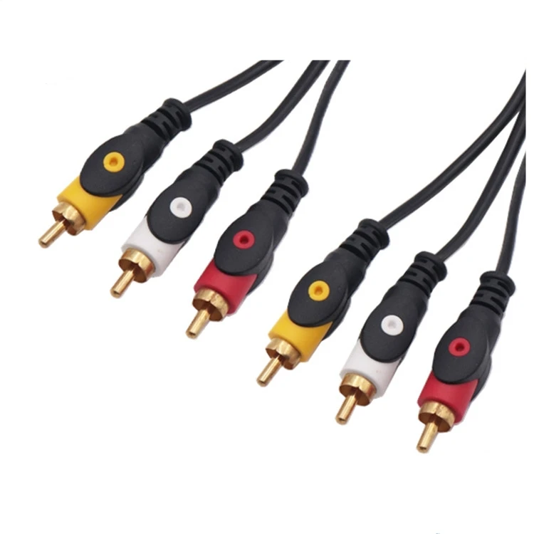 
High Quality Gold Plated Fish eye shape 3RCA to 3RCA Black RCA AV Audio Video Cable 