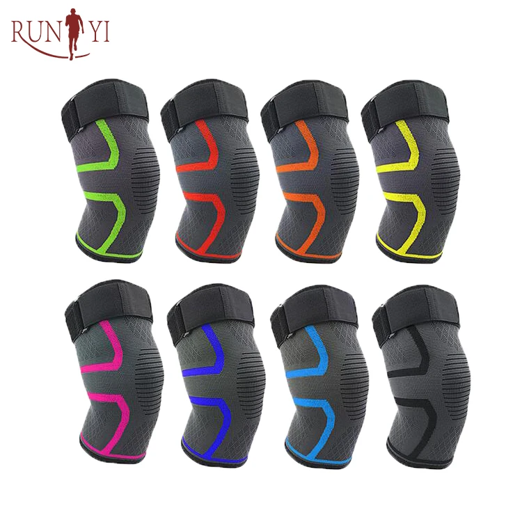 Hot Sale Elastic Compression Knee Sleeve knee straps support knitted Nylon Knee wrap Brace