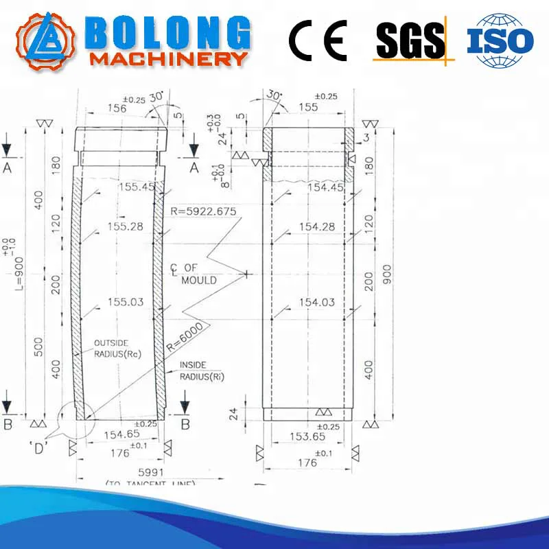 R3m~R13m Billet CCM Copper Mould(Continuous Casting Machine)