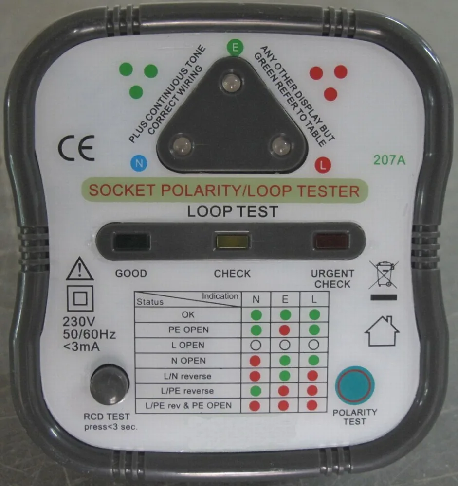 
 Тестер полярности/петли/RCD XHST207A (3 в 1)  