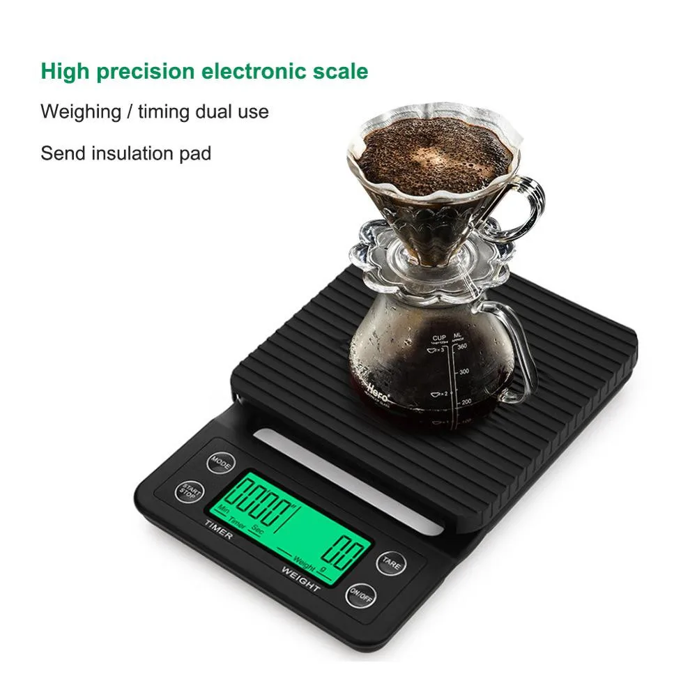 Green backlight LCD Digital Timer Coffee Scale 3kg 0.1g Kitchen Scale