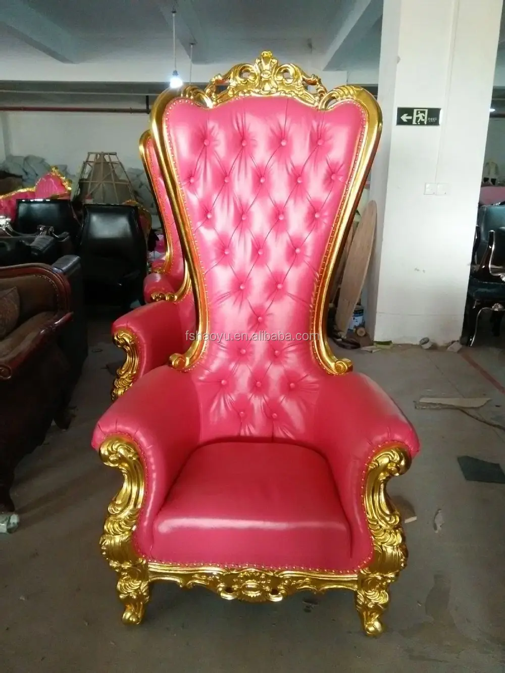 luxury classic Barock chairs, gold paper king throne chair, salon beauty chair